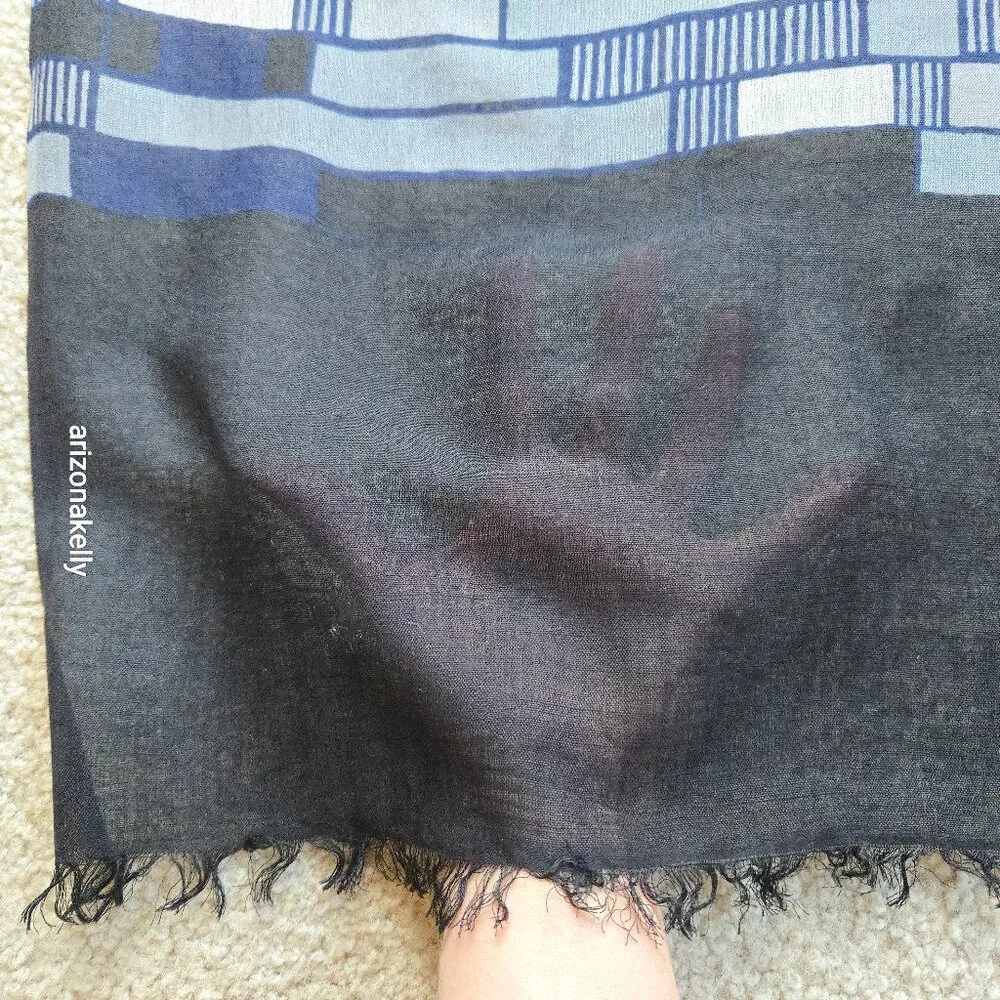 Very Fine Cotton Scarf Lightweight Scarf Blue Black Grey White
